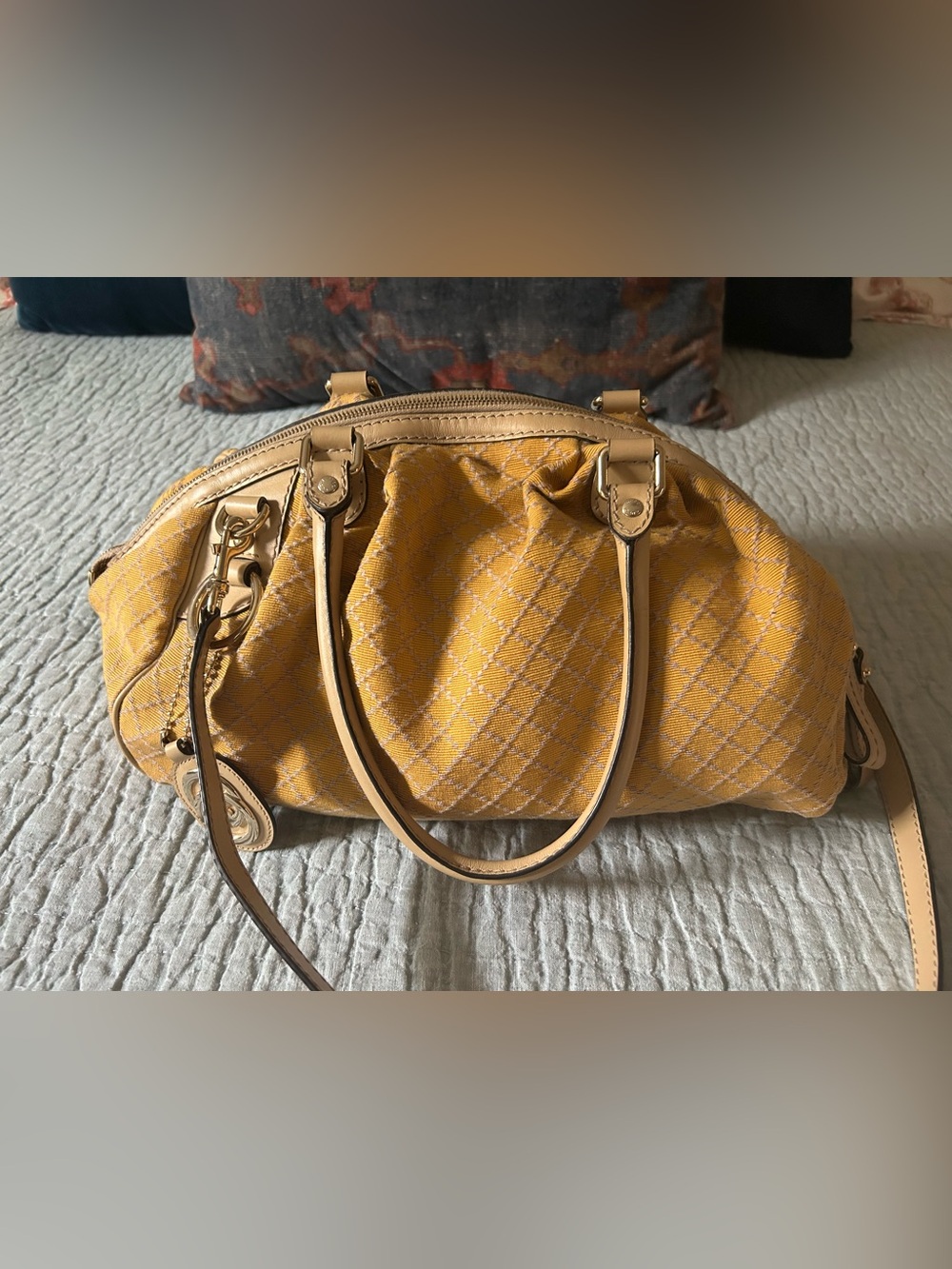 Gucci Medium Sukey Goldenrod Diamonte Canvas Boston Bag